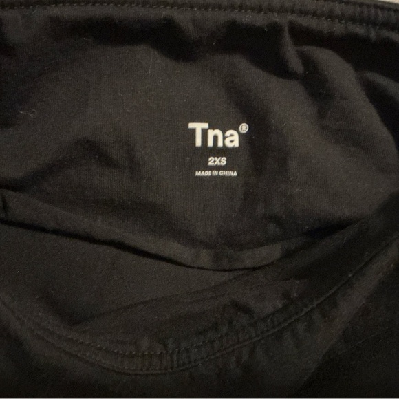 TNA Aritzia black Chill Malibu Skirt Stretch Jersey Ruched Bodycon XXS
 # 77383 - Picture 4 of 7